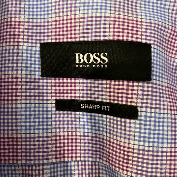 Hugo Boss | Sharp fit blue/purple plaid shirt - Picture 10 of 12